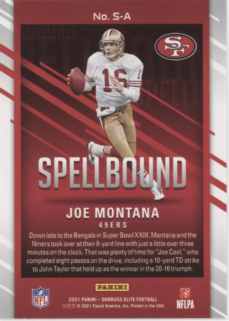 Joe Montana 2021 Panini Donruss Elite Spellbound "MONTANA" Lot - Image 15