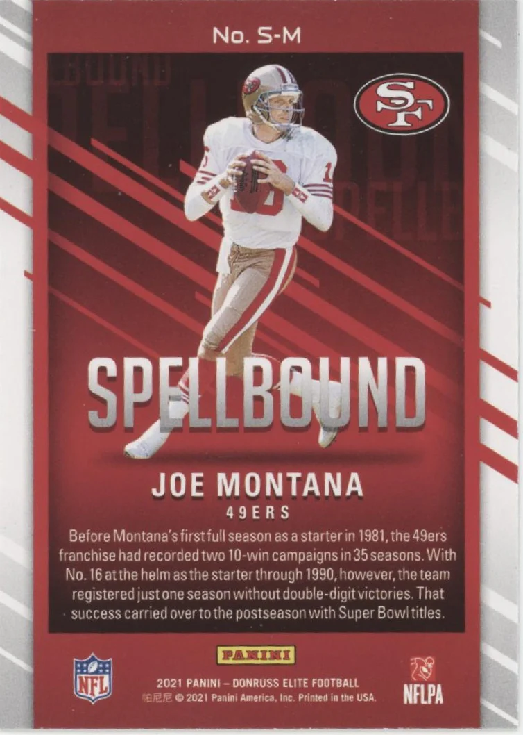 Joe Montana 2021 Panini Donruss Elite Spellbound "MONTANA" Lot - Image 3