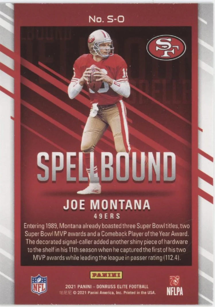 Joe Montana 2021 Panini Donruss Elite Spellbound "MONTANA" Lot - Image 5