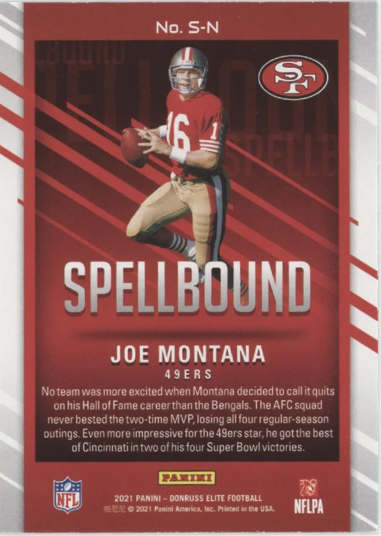 Joe Montana 2021 Panini Donruss Elite Spellbound "MONTANA" Lot - Image 7