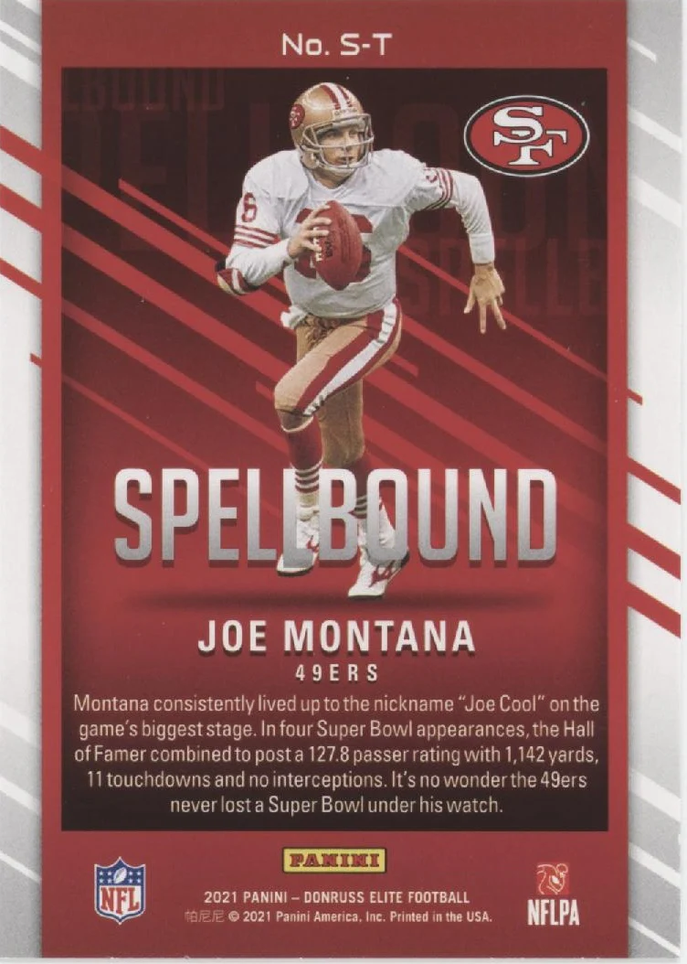 Joe Montana 2021 Panini Donruss Elite Spellbound "MONTANA" Lot - Image 9