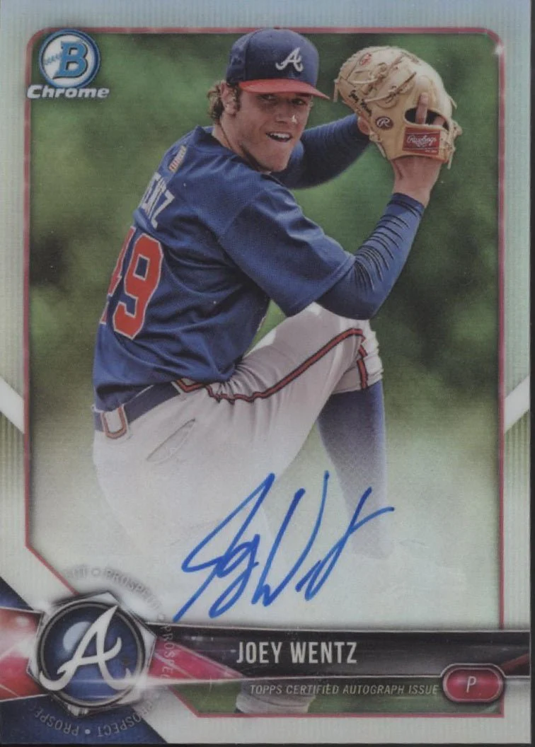Joey Wentz 2018 Bowman Chrome Prospect Refractor Auto 056/499 #CPA-JW