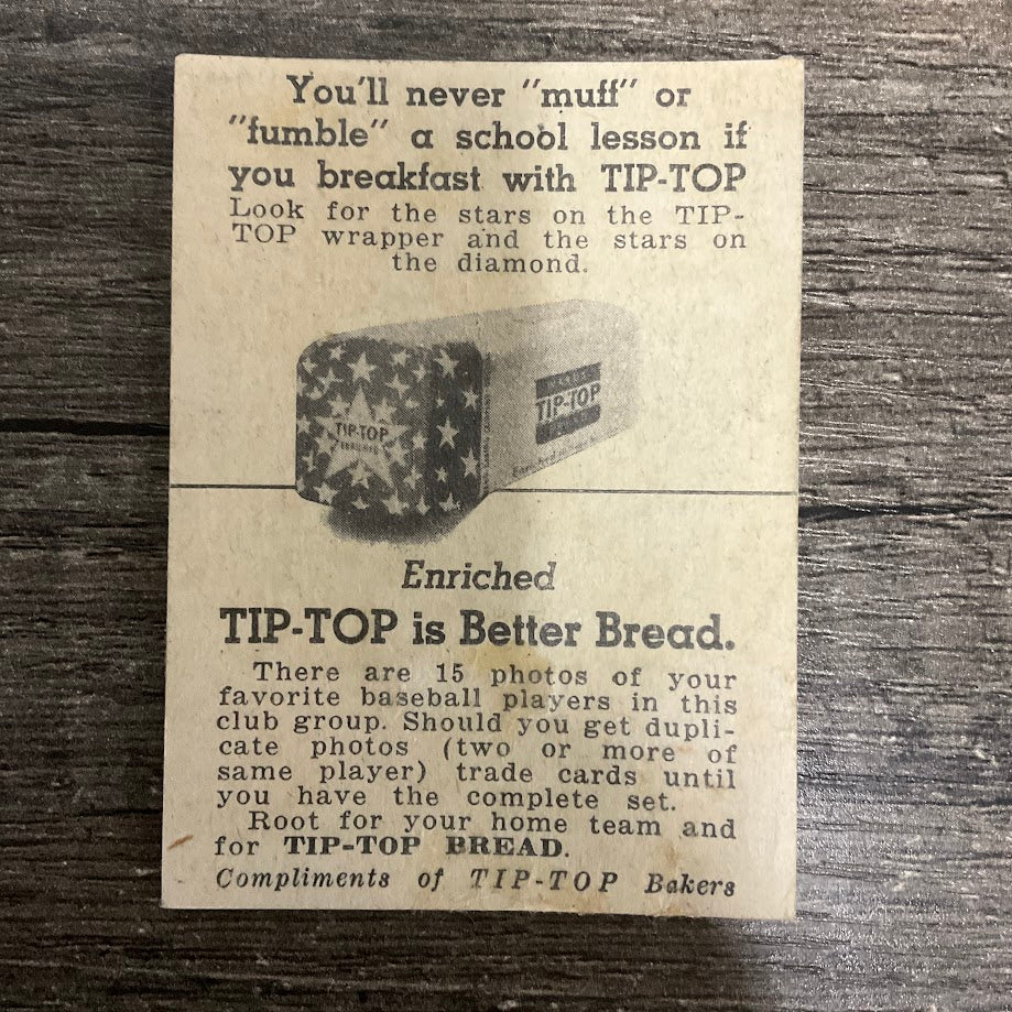 Joffre Cross 1947 Tip-Top Bread Baseball St. Louis Cardinals - Image 2