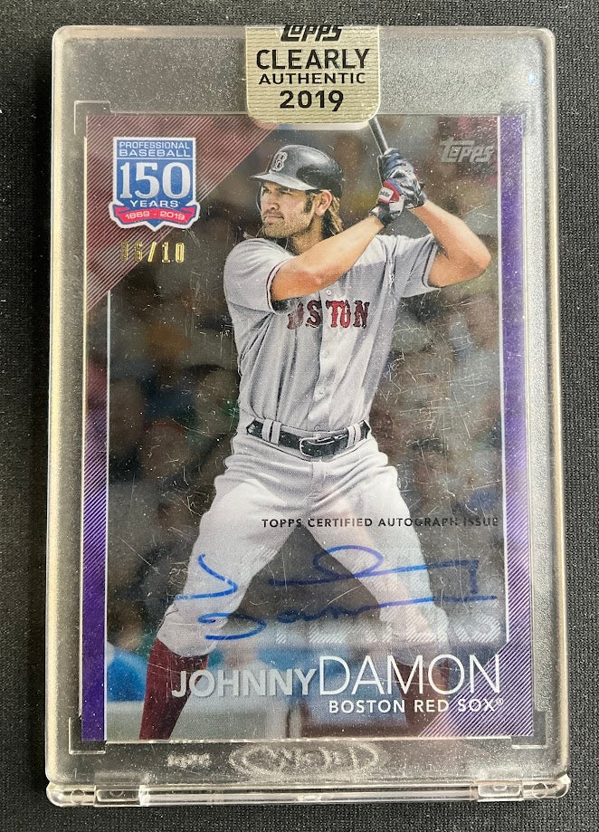 Johnny Damon 2019 Topps Clearly Authentic 150 Years Purple Auto 06/10 #YBP-JO - Image 3