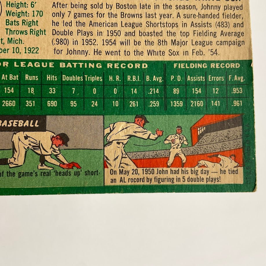 Johnny Lipon 1954 Topps #19 Baltimore Orioles VG-EX #3 - Image 5