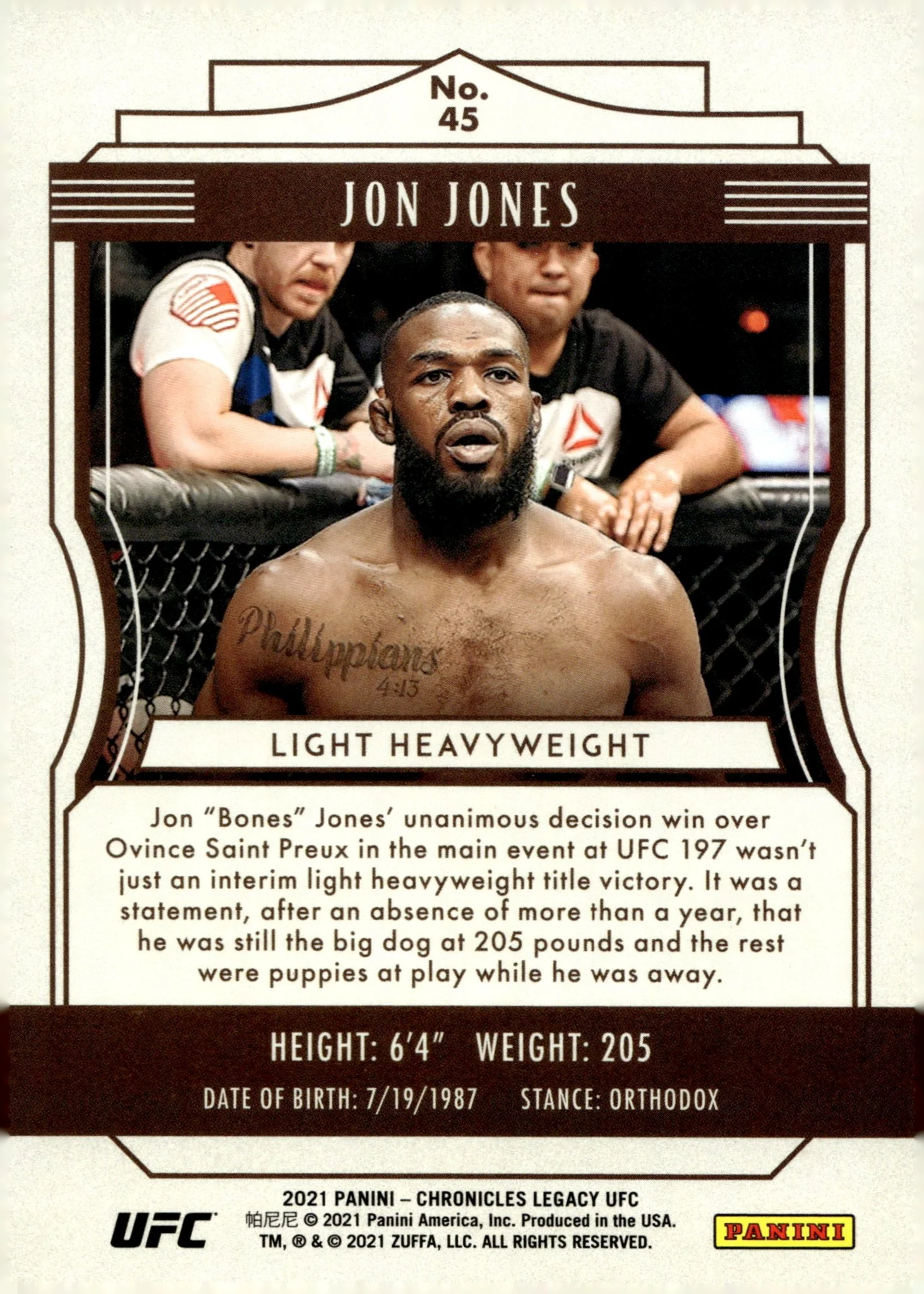 Jon Jones 2021 Panini Chronicles Legacy #45 - Image 2