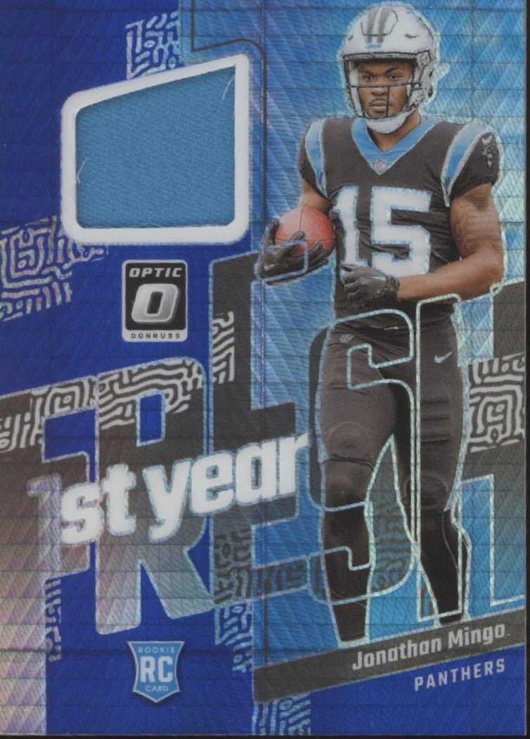 Jonathan Mingo 2023 Panini Donruss 1st Year Fresh Blue Prism Prizm Swatch RC