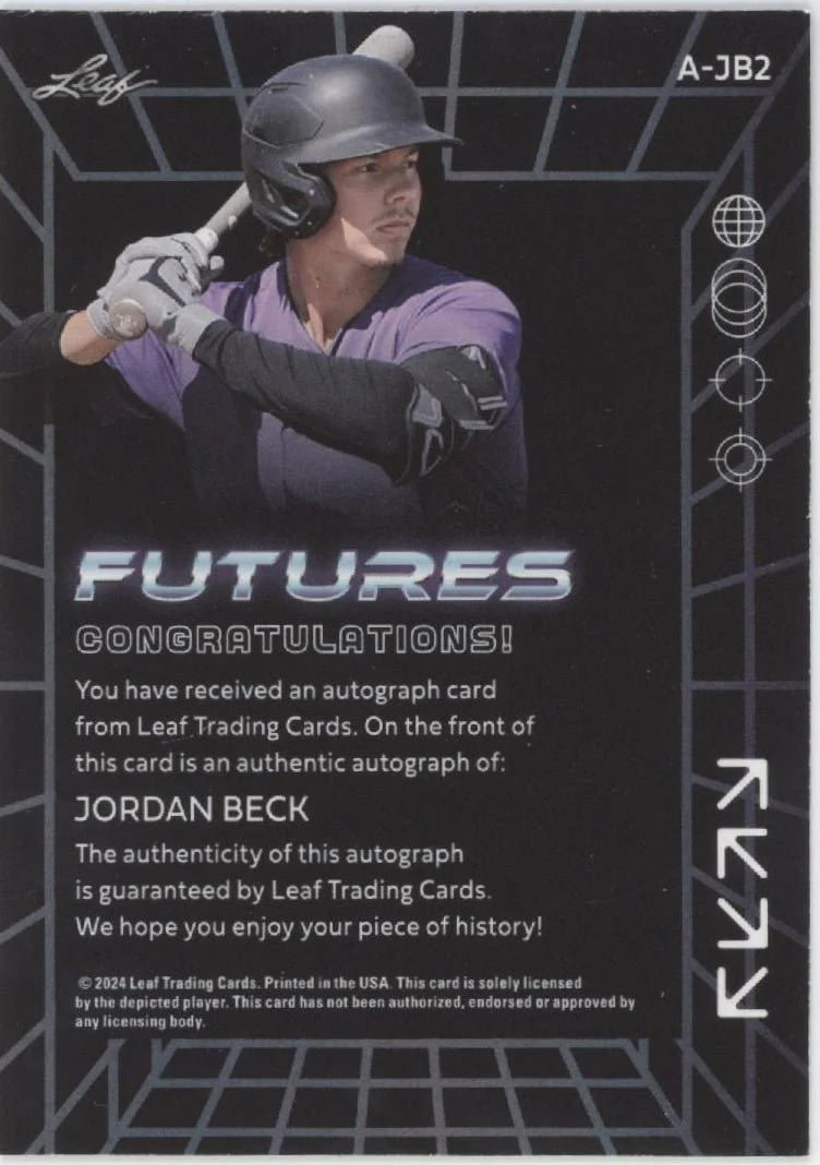 Jordan Beck 2024 Leaf Futures Refractor Auto #A-JB2 - Image 2