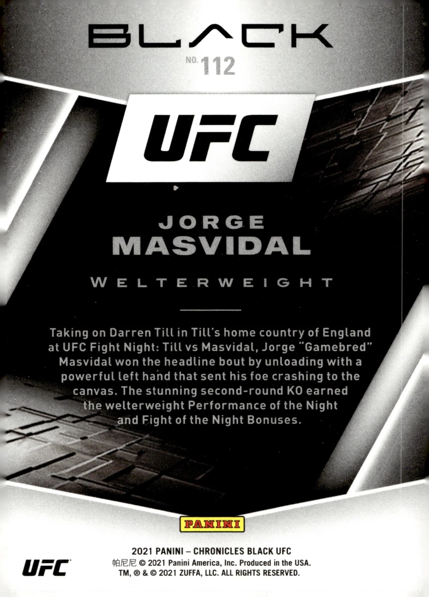 Jorge Masvidal 2021 Panini Chronicles Black #112 - Image 2