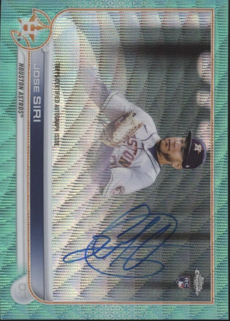 Jose Siri 2022 Topps Chrome Aqua Wave Refractor RC Auto 034/199 #RA-JS