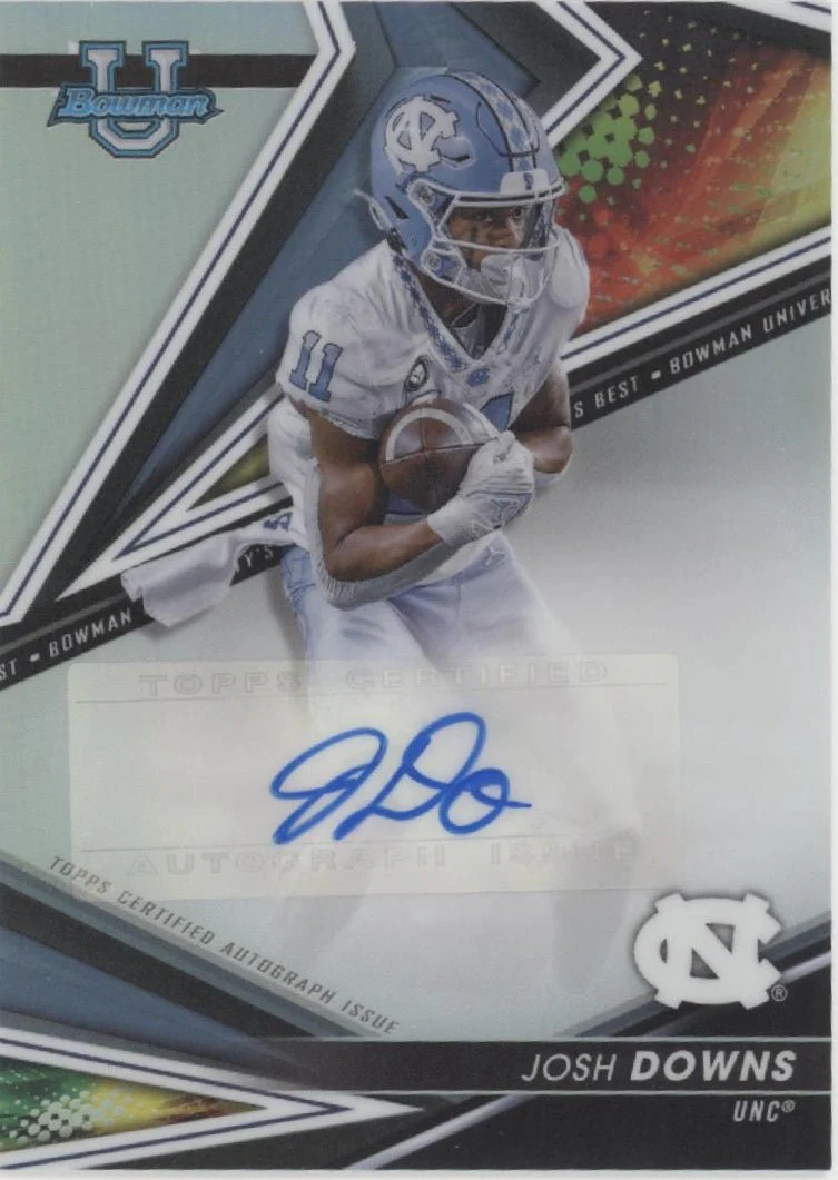 Josh Downs 2022 Bowman Chrome University's Best Refractor Auto #BA-JD