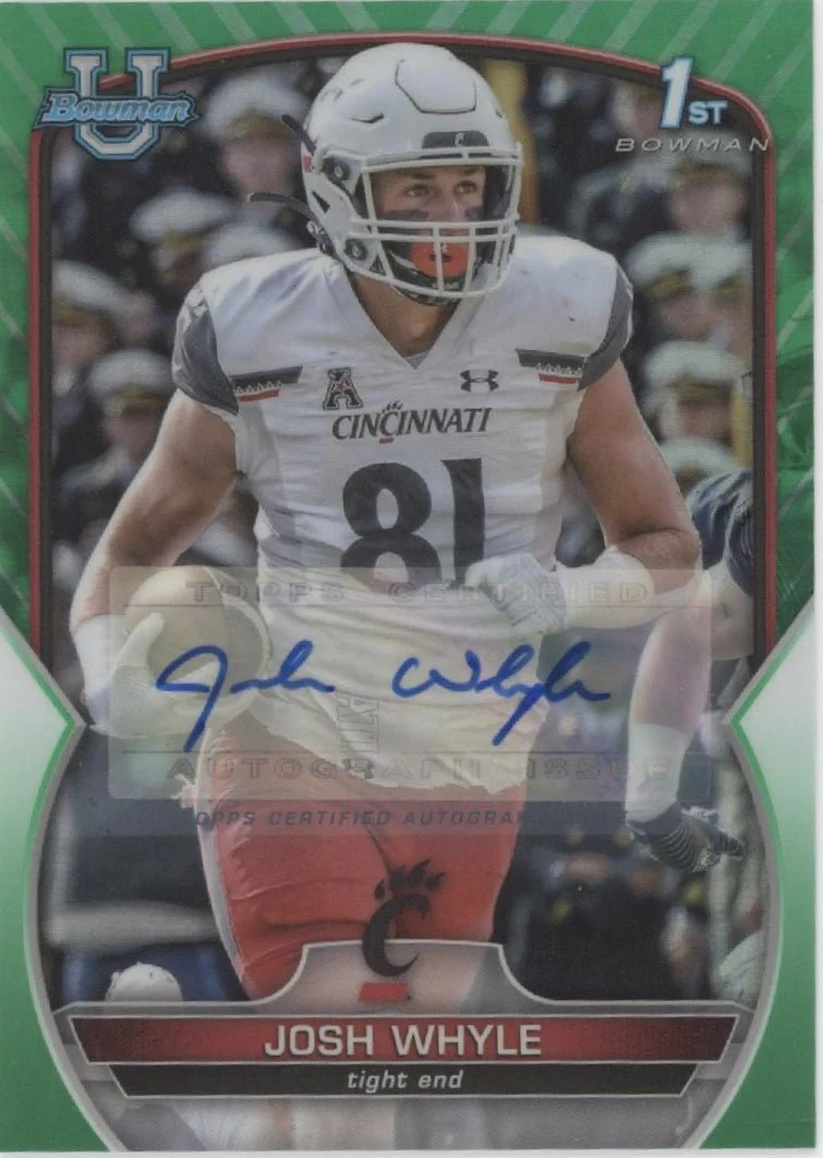 Josh Whyle 2022 Bowman Chrome University Green Refractor Auto 15/99 #89
