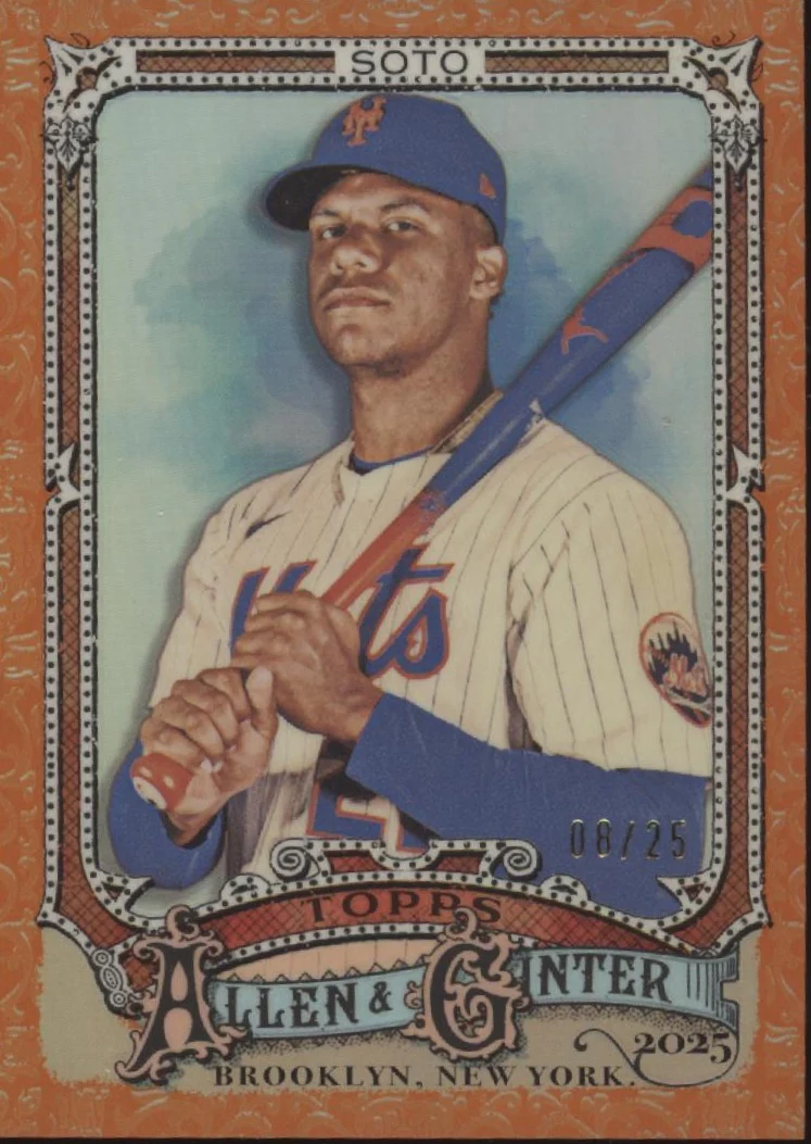 Juan Soto 2025 Topps Allen & Ginter Orange Foil Filagree Refractor 08/25 #95