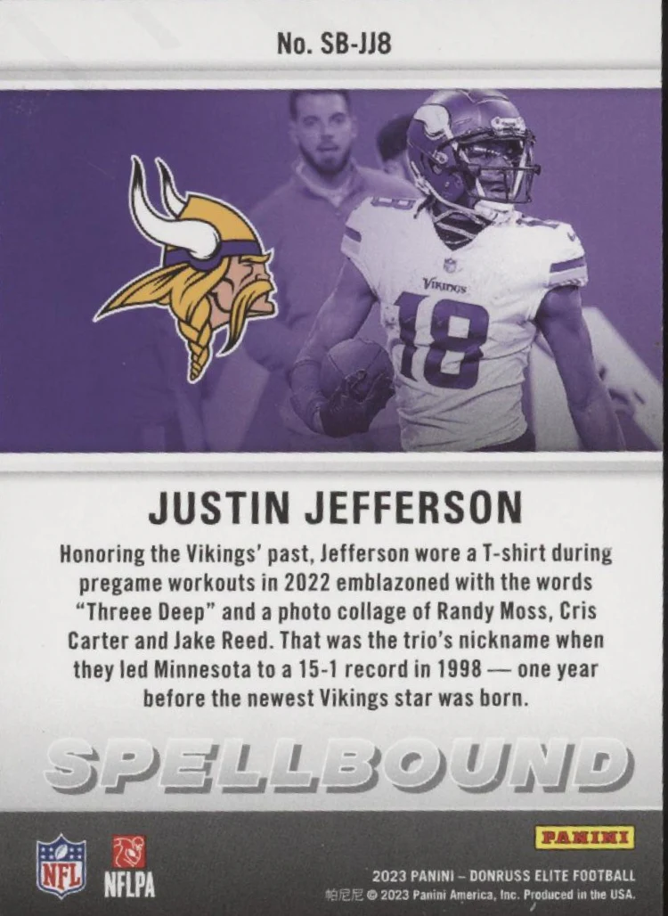 Justin Jefferson 2023 Panini Donruss Elite Spellbound "JEFFERSON" Lot - Image 17