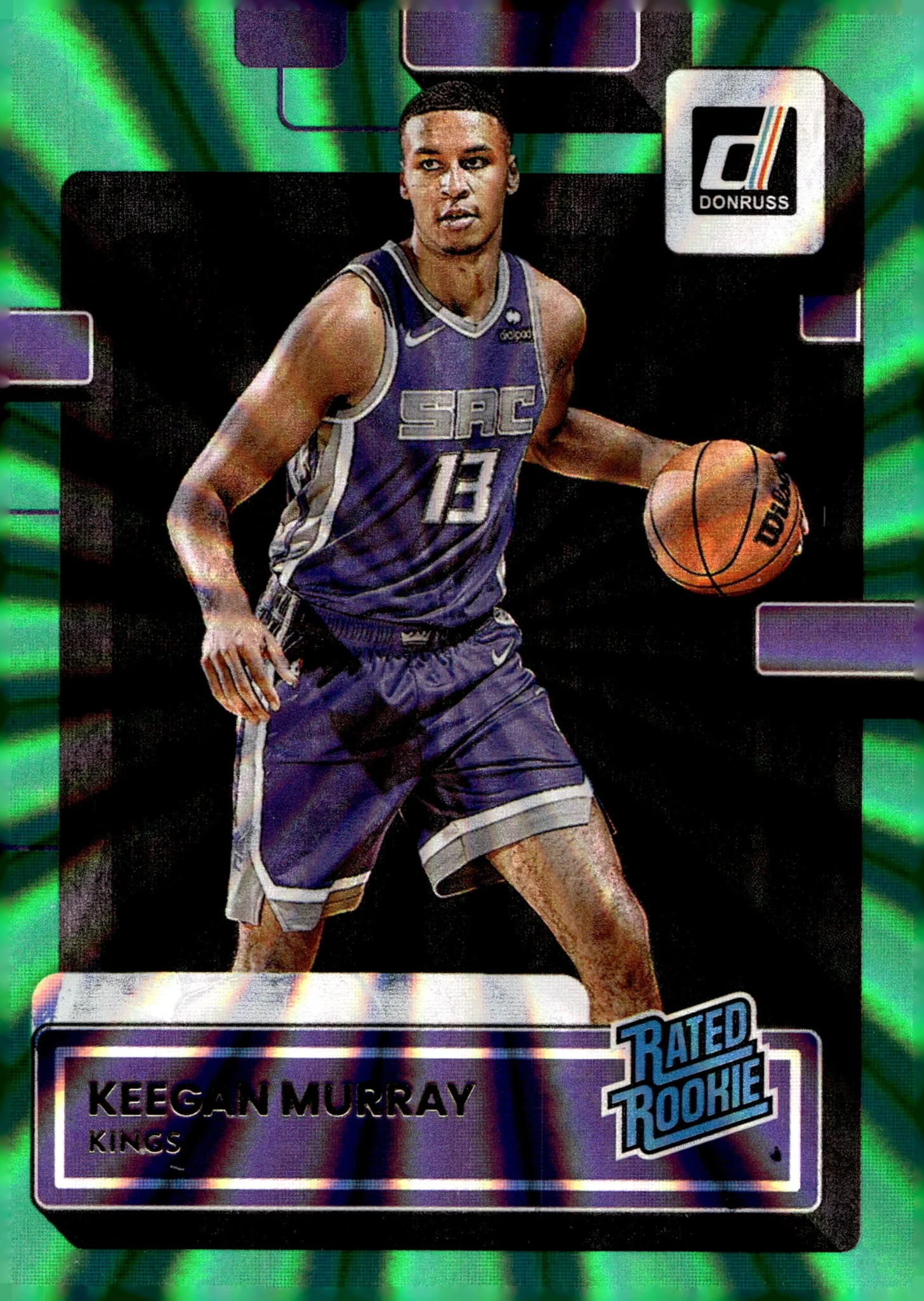 Keegan Murray 2022-23 Panini Donruss Rated Rookie Green Laser RC #204