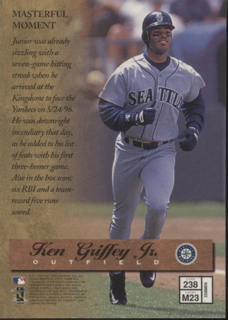 Ken Griffey Jr. 1997 Topps Finest Masters with Coating #238 - Image 2