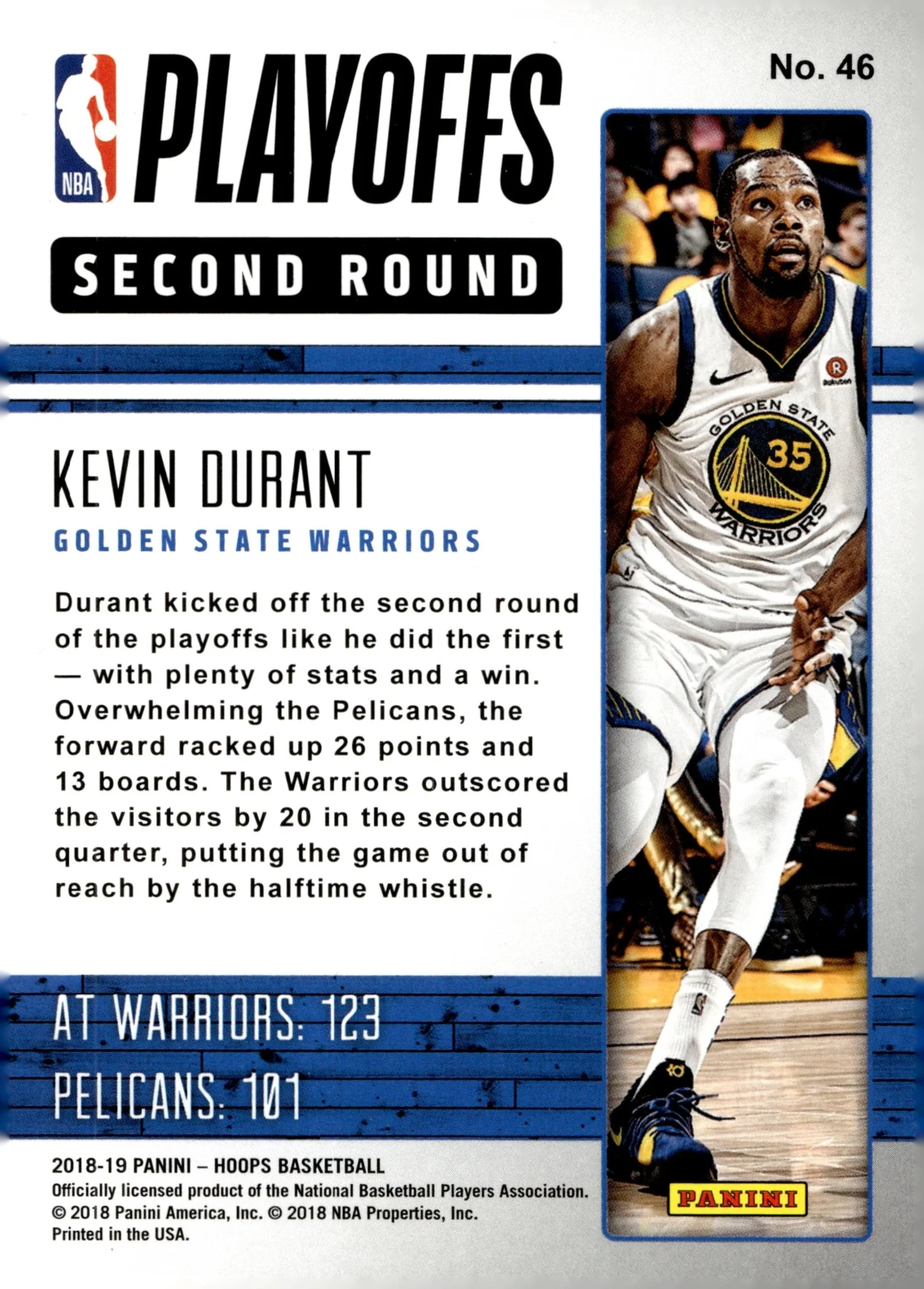 Kevin Durant 2018-19 Panini Hoops Road to the Finals 714/999 #46 - Image 2