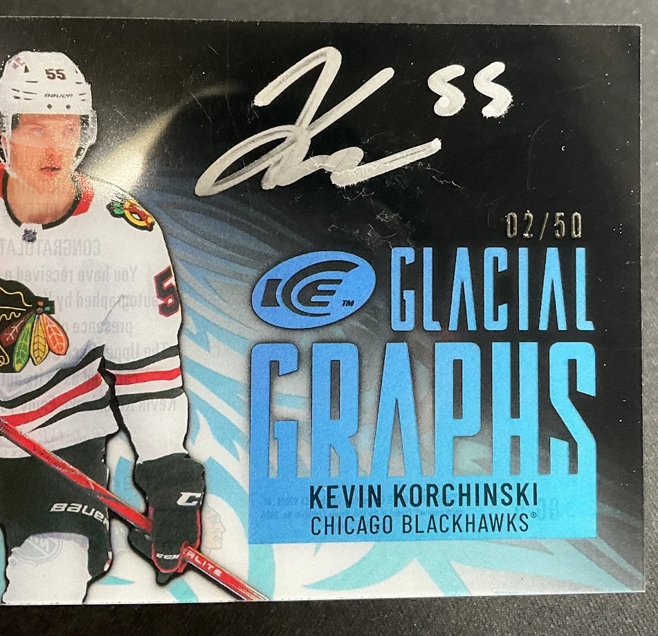 Kevin Korchinski 2024-25 Upper Deck Ice Glacial Graphs Clear Card Auto 02/50 - Image 3