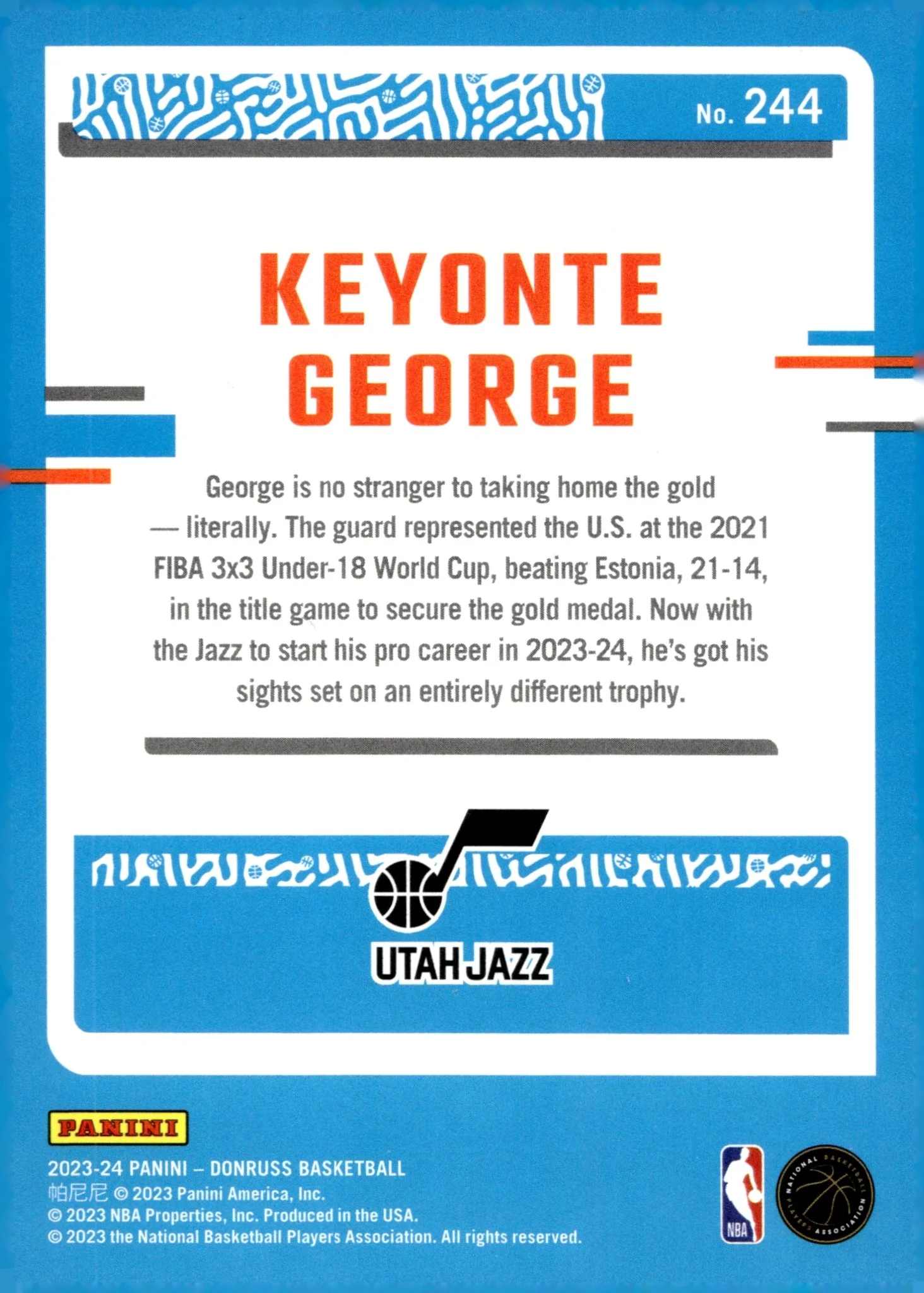 Keyonte George 2023-24 Panini Donruss Rated Rookie Green Laser RC #244 - Image 2