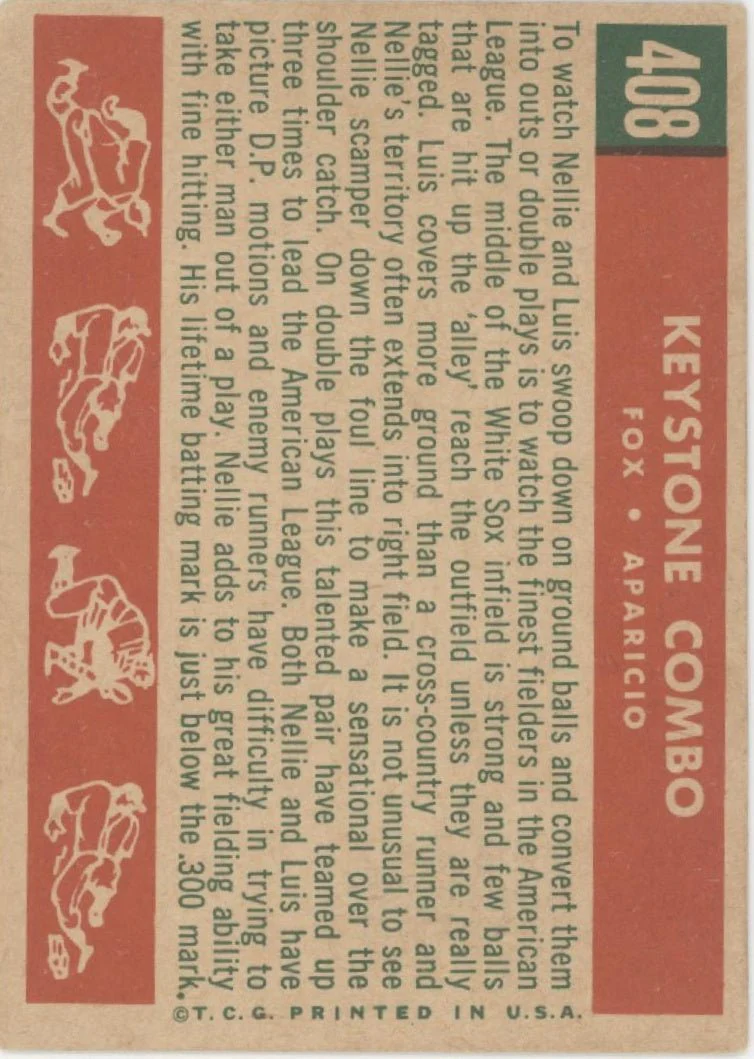 Keystone Combo 1959 Topps Nellie Fox / Luis Aparicio #408 VG-EX #2 - Image 2