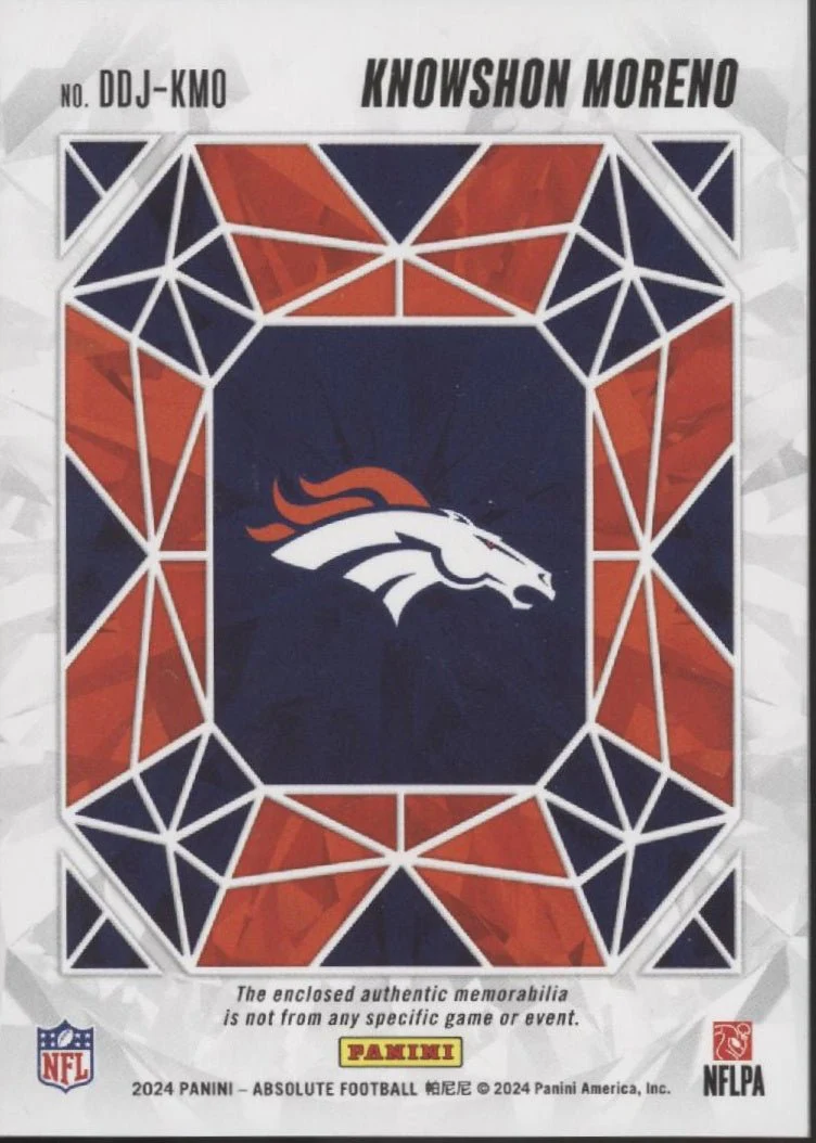 Knowshon Moreno 2024 Panini Absolute Draft Diamonds Swatch #DDJ-KMO - Image 2