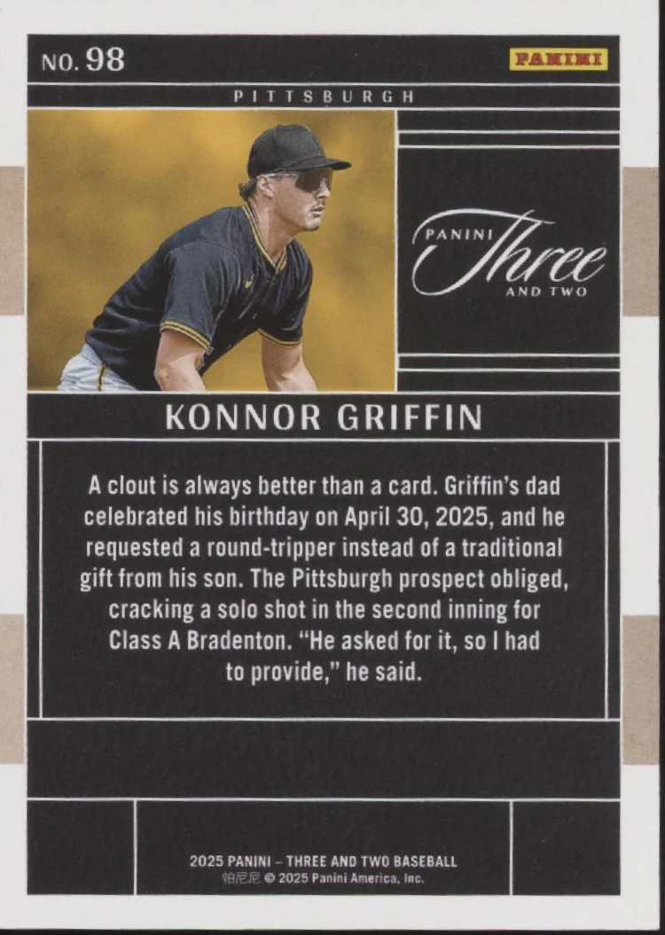 Konnor Griffin 2025 Panini Three & Two 25/99 #98 - Image 2