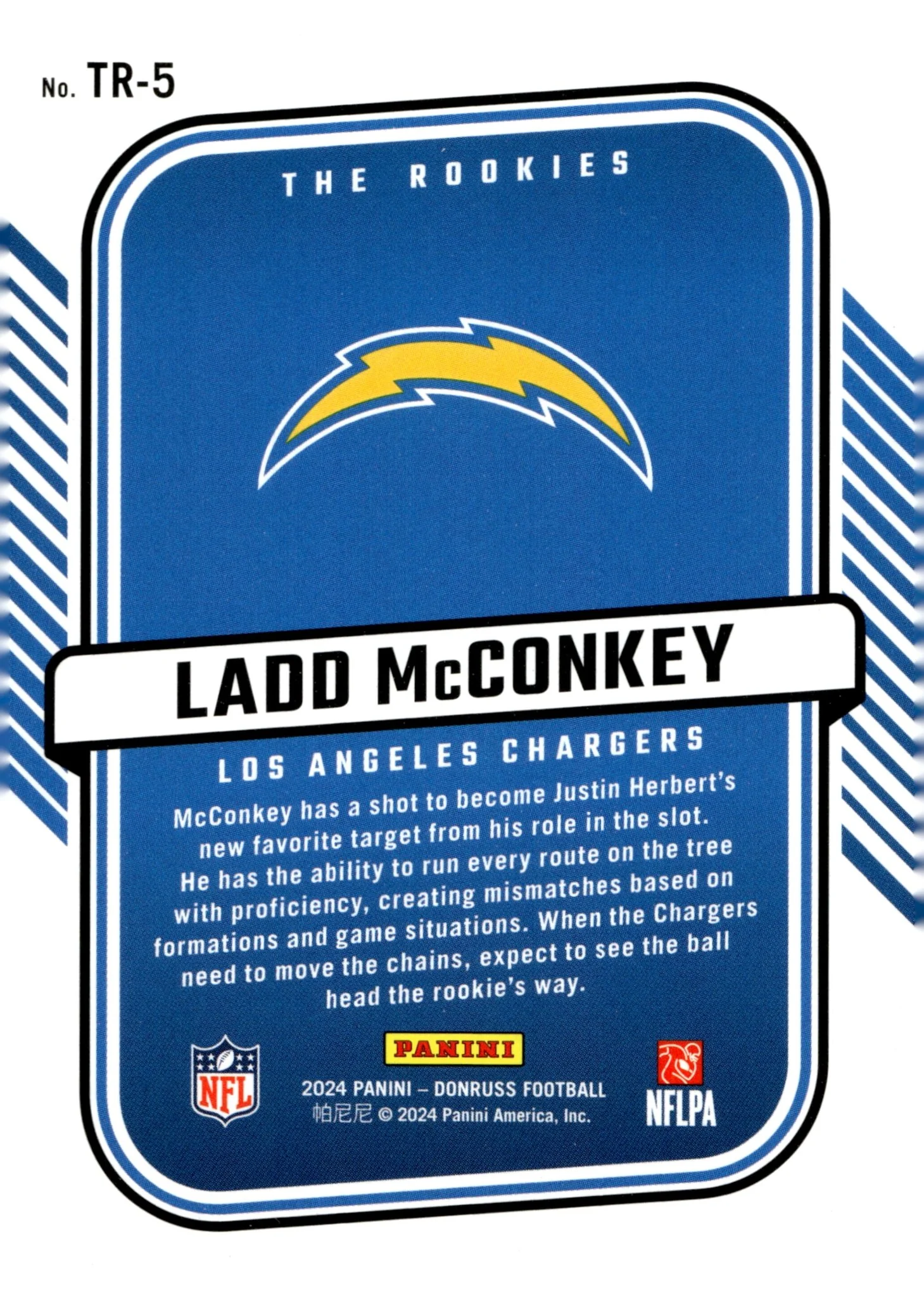 Ladd McConkey 2024 Panini Donruss The Rookies RC #TR-5 - Image 2