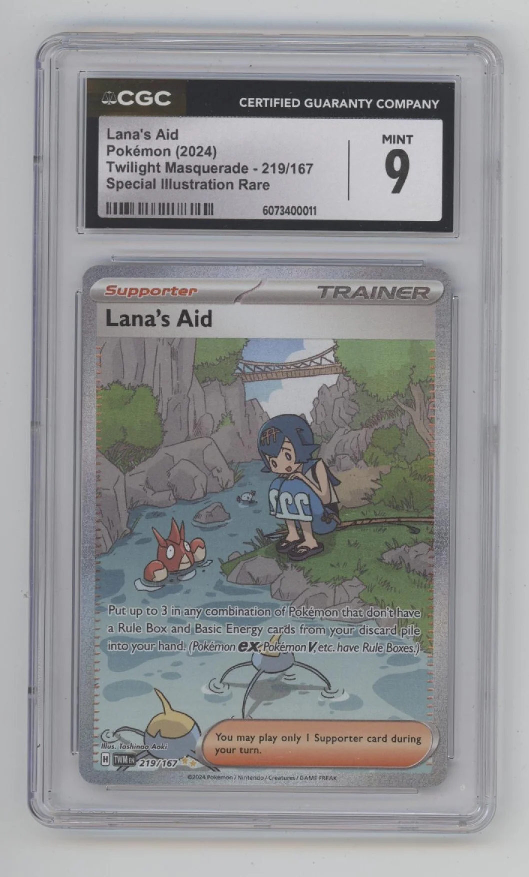 Lana's Aid Pokemon Twilight Masquerade Special Illustration Rare #219 CGC 9