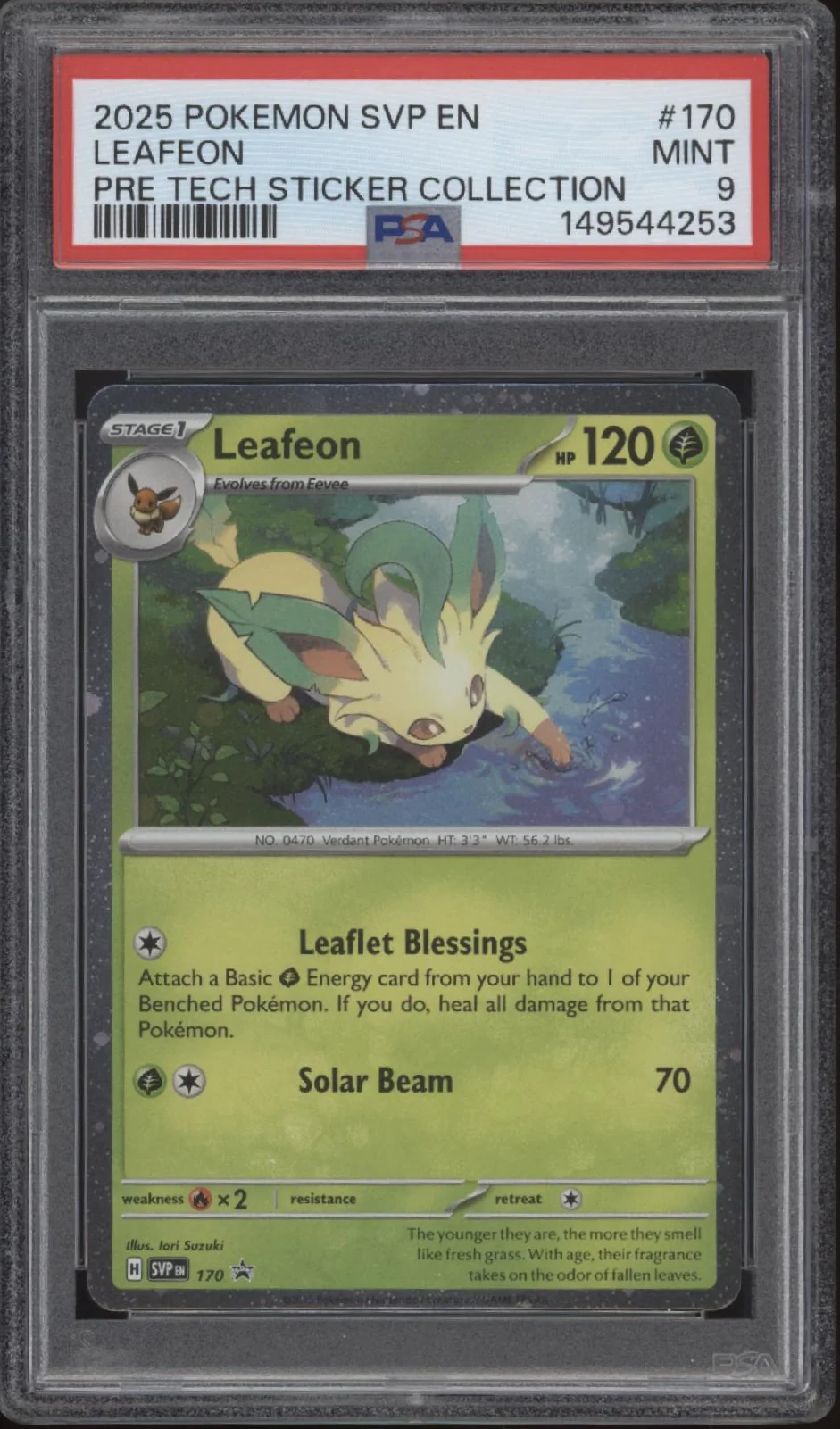 Leafeon Pokemon Prismatic Evolutions Tech Sticker Collection #170 PSA 9 #2