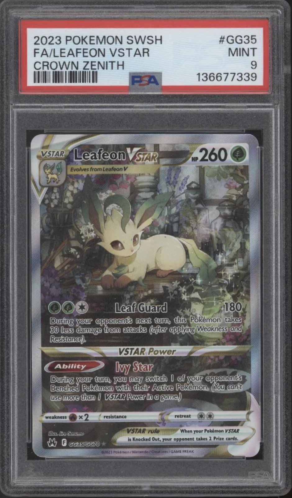 Leafon VSTAR Pokemon Crown Zenith Full Art #GG35 PSA 9