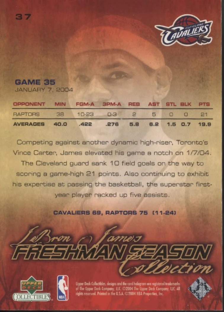 LeBron James 2004 Upper Deck Collectibles Freshman Season #37 - Image 2