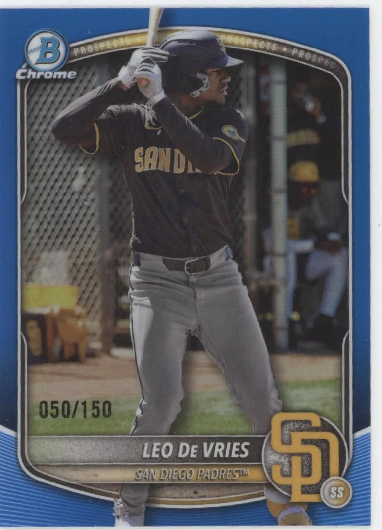 Leo De Vries 2025 Bowman Chrome Prospects Blue Refractor 050/150 #BCP-204