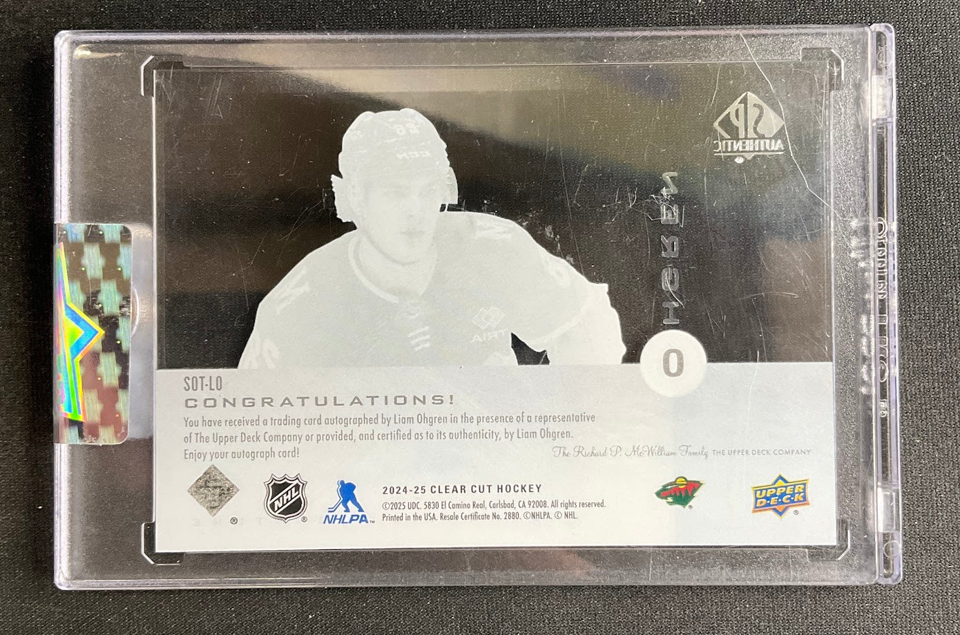 Liam Ohgren 2024-25 Upper Deck Clear Cut SPA Sign of the Times Clear Card Auto - Image 4