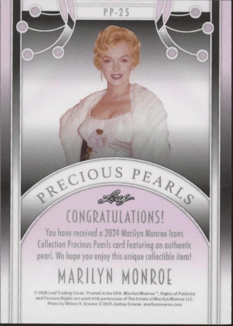 Marilyn Monroe 2024 Leaf Precious Pearls Red 2/2 #PP-25 - Image 2
