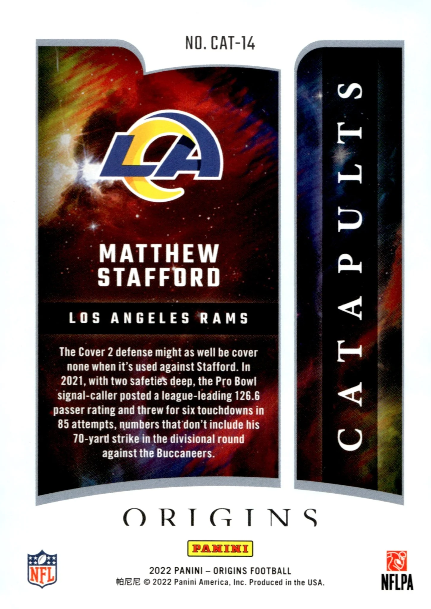 Matthew Stafford 2022 Panini Origins Catapults #CAT-14 - Image 2