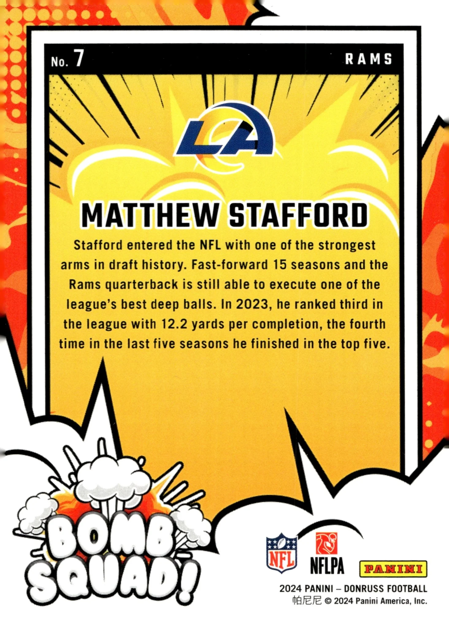 Matthew Stafford 2024 Panini Donruss Bomb Squad! #7 - Image 2