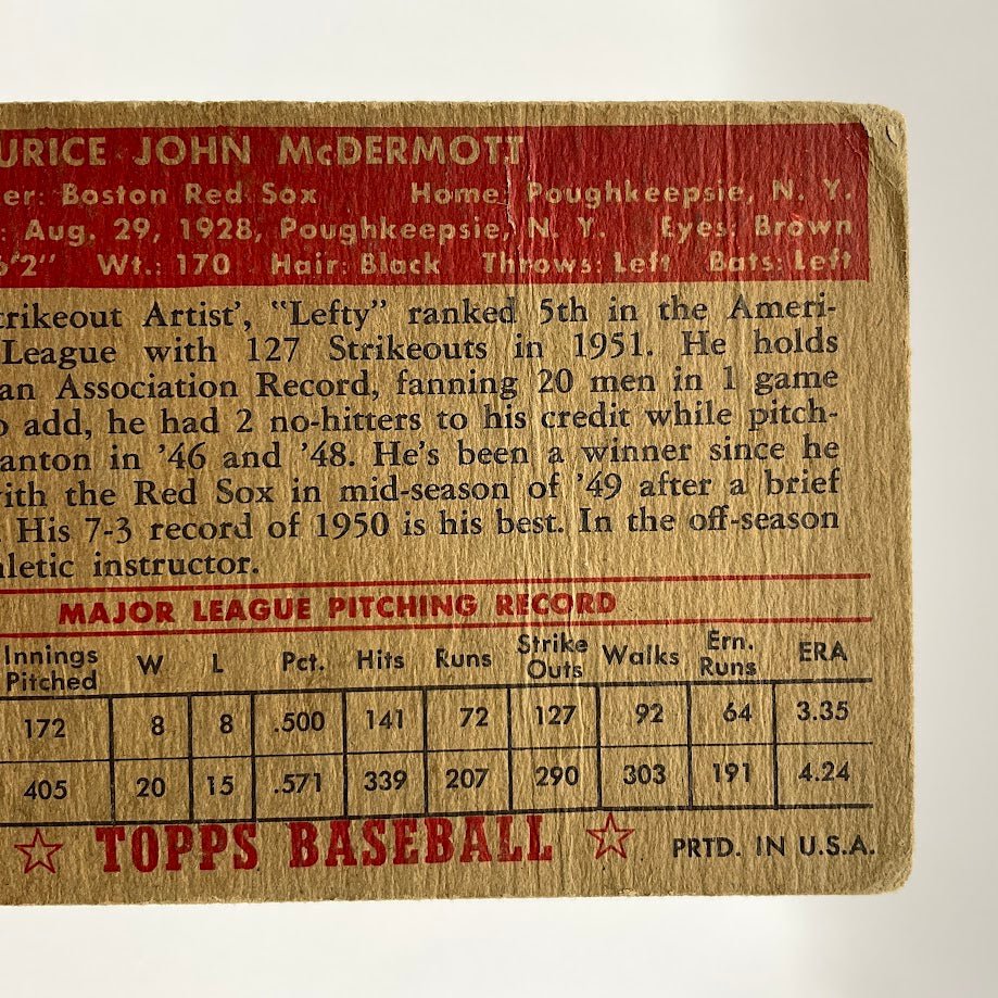 Maurice McDermott 1952 Topps #119 Boston Red Sox GD - Image 5
