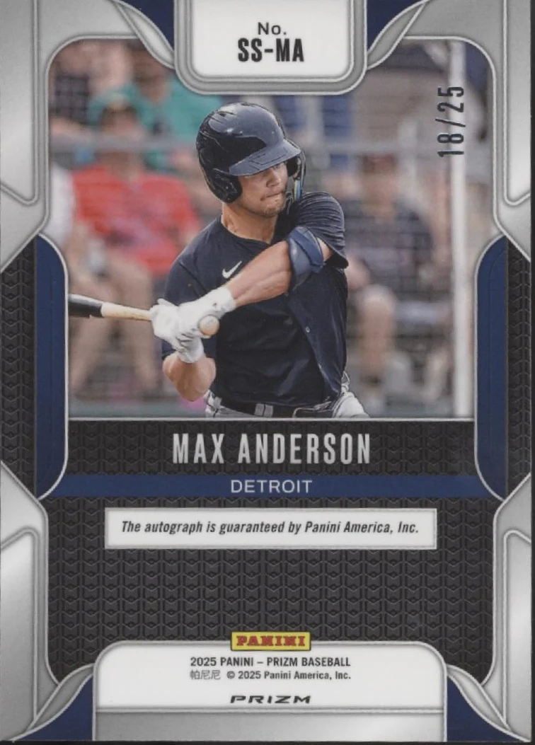 Max Anderson 2025 Panini Prizm Sensational Signatures Mojo Prizm Auto 18/25 - Image 2