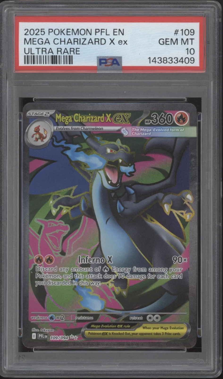Mega Charizard X ex Pokemon Phantasmal Flames Ultra Rare #109 PSA 10 #1