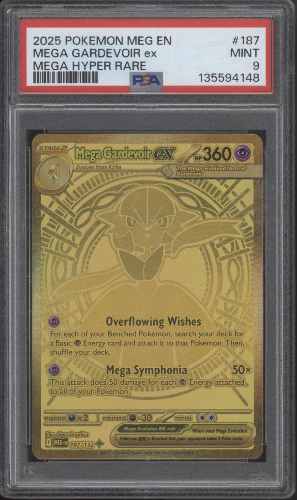 Mega Gardevoir ex Pokemon Mega Evolution Mega Hyper Rare #187 PSA 9