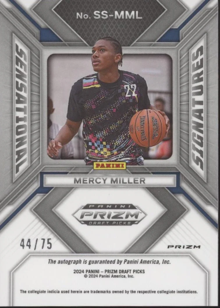Mercy Miller 2024 Prizm Draft Picks Sensational Signatures Blue Ice Auto /75 - Image 2