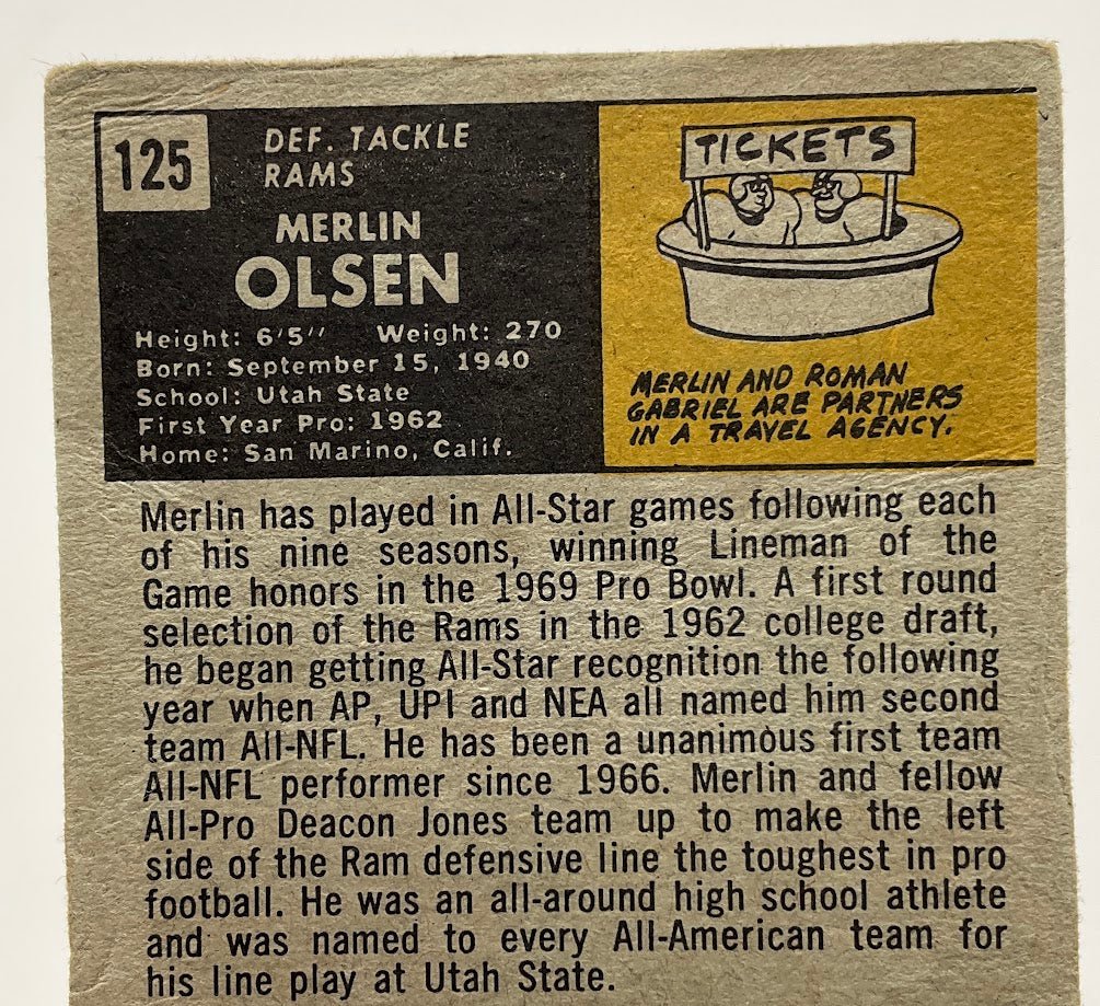 Merlin Olsen 1971 Topps #125 Los Angeles Rams GD - Image 5