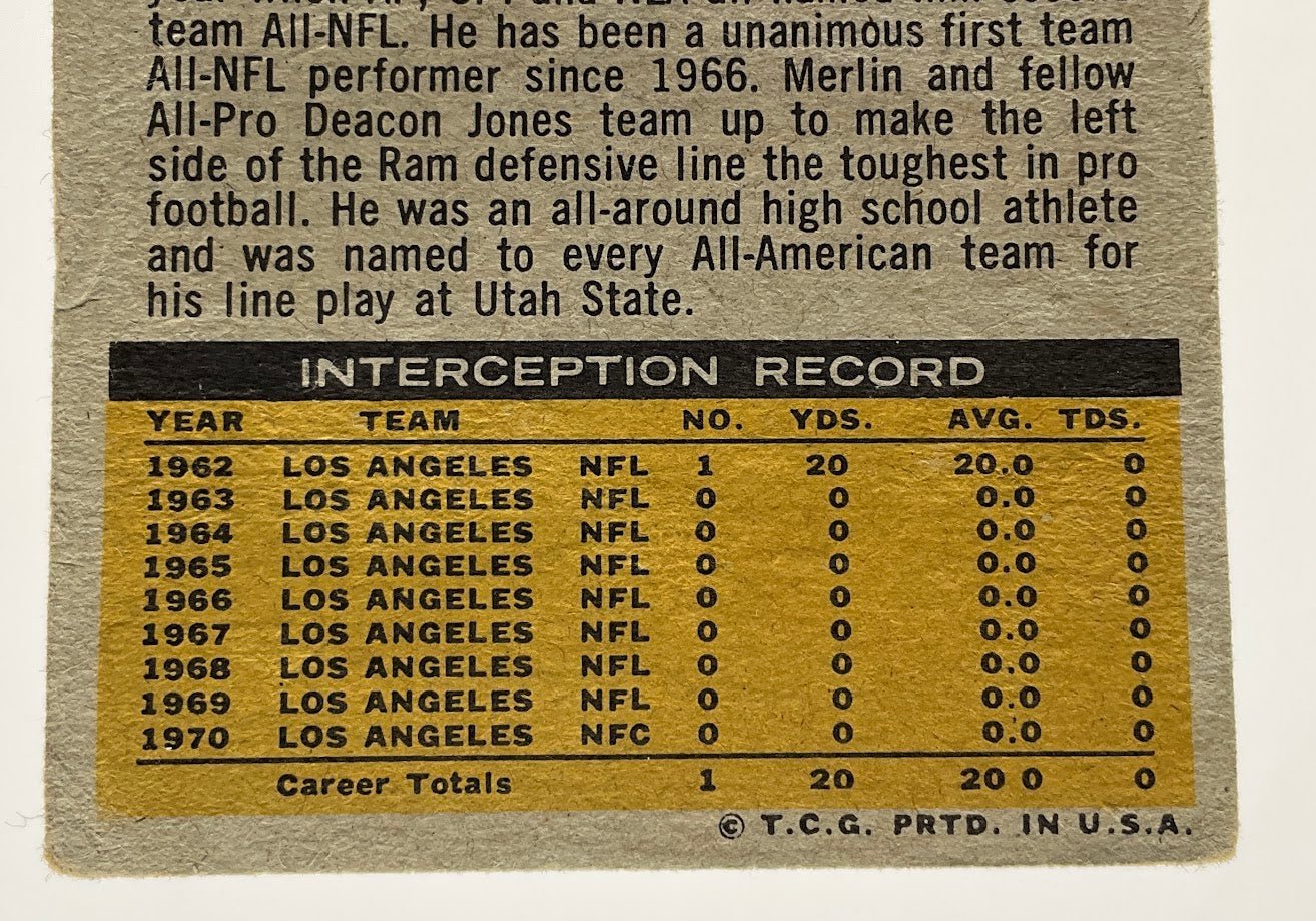 Merlin Olsen 1971 Topps #125 Los Angeles Rams GD - Image 6