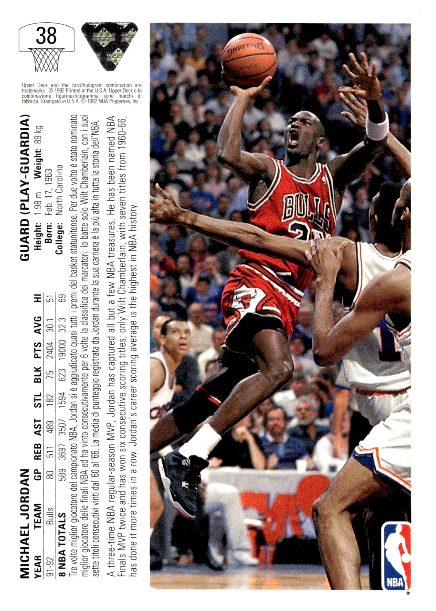 Michael Jordan 1992-93 Upper Deck #38 - Image 2