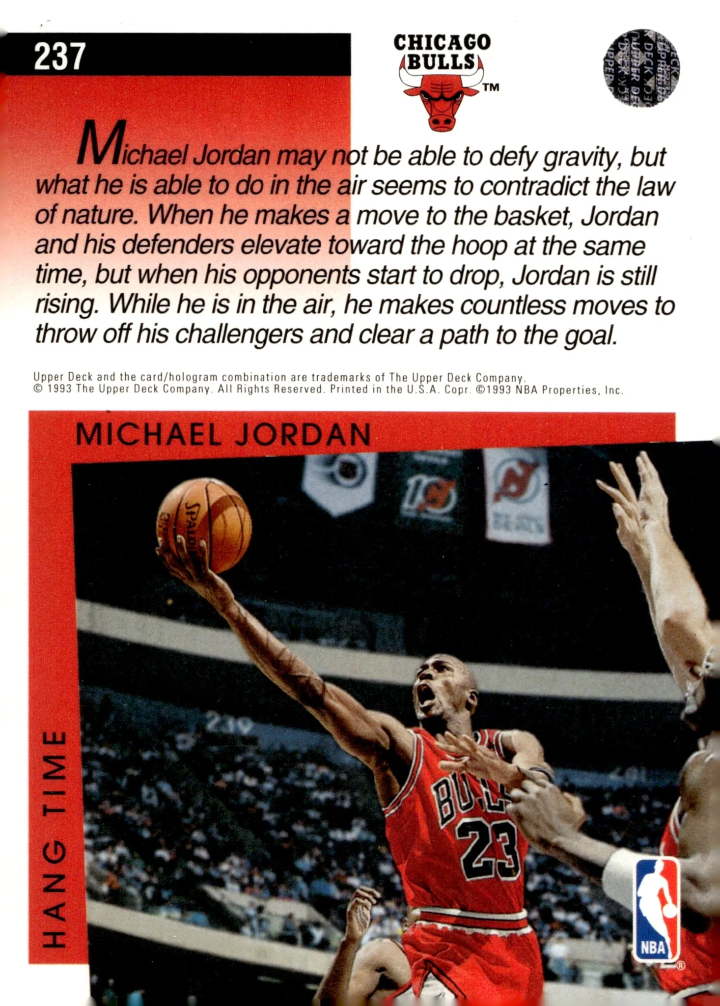 Michael Jordan 1993-94 Upper Deck Signature Moves He's Back March 19, 1995 #237 - Image 2
