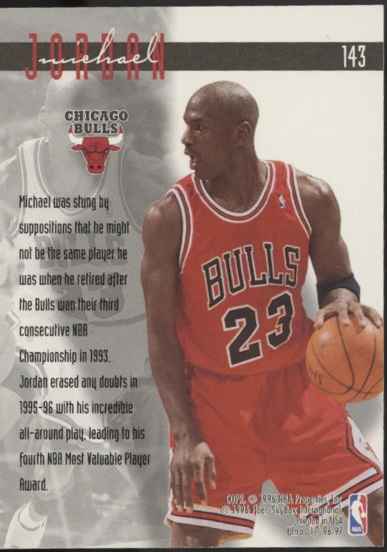Michael Jordan 1996-97 Fleer Ultra #143 - Image 2