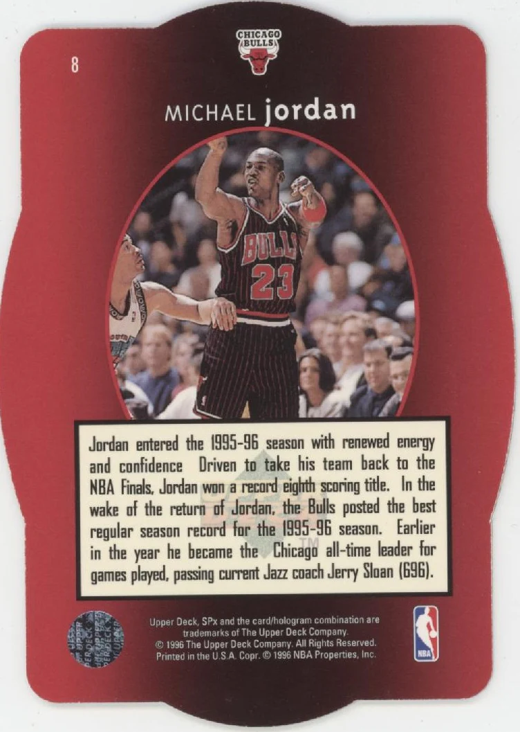 Michael Jordan 1996 Upper Deck SPX Gold Die-Cut #8 - Image 2