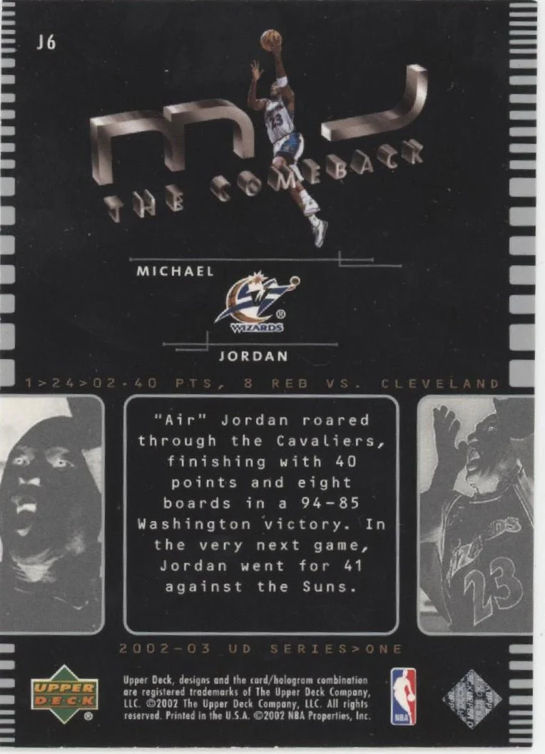 Michael Jordan 2002-03 Upper Deck Series 1 The Comeback #J6 - Image 2