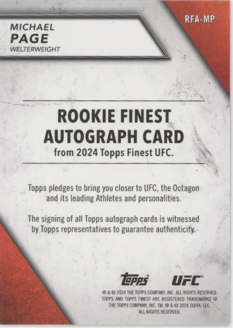 Michael Page 2024 Topps Finest Rookies Red Shimm Refractor RC Auto #RFA-MP - Image 2