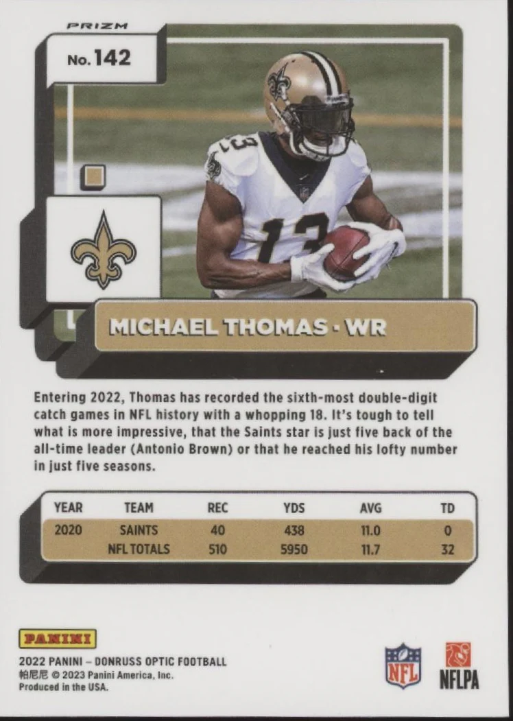 Michael Thomas 2022 Panini Donruss Optic Jazz Prizm #142 - Image 2